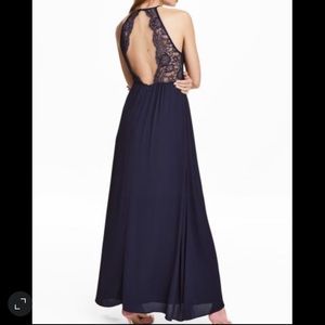 H&M Navy Maxi Dress with Lace Details